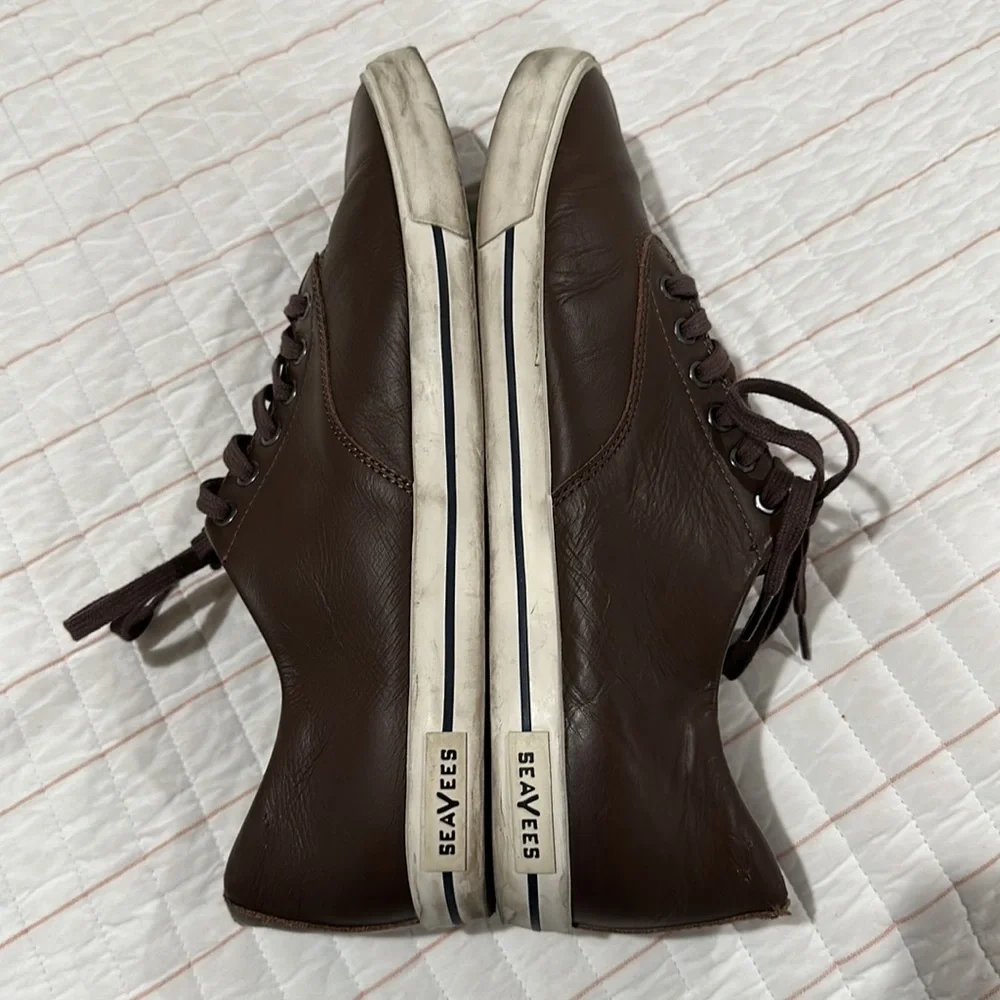 SEAVEES Hermosa Plimsoll Leather Brown Lace Up Sneakers Shoes Sz Mens 13…